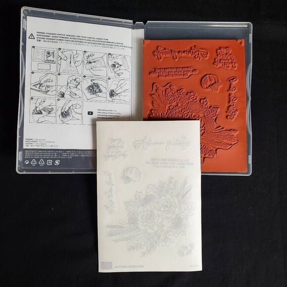 Stampin’ Up! Autumn Greetings Cling Stamp Set – Retired Fall Floral Leaves NEW - Picture 3 of 6